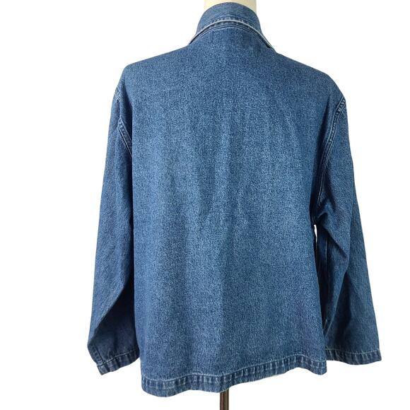 Tantrums Blue Denim Red Sequin Embroidered Floral Roses Vintage  Shirt Shacket L - Picture 3 of 4